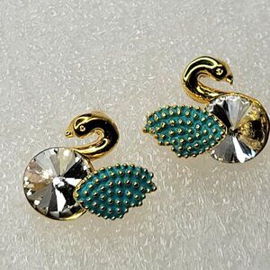 Green Swan Tiny Earrings